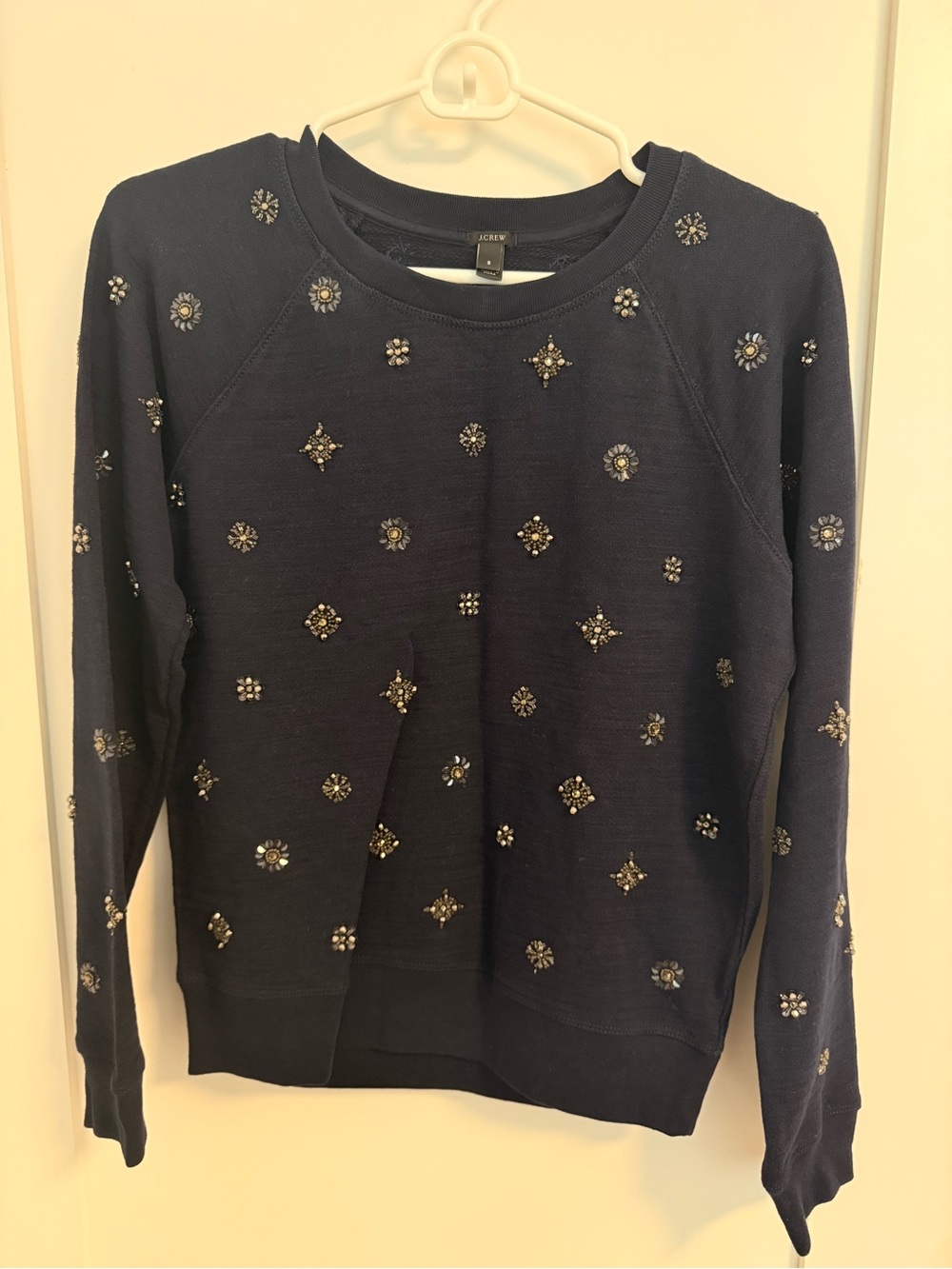 Jcrew Embellished Navy Crewneck Sweatshirt